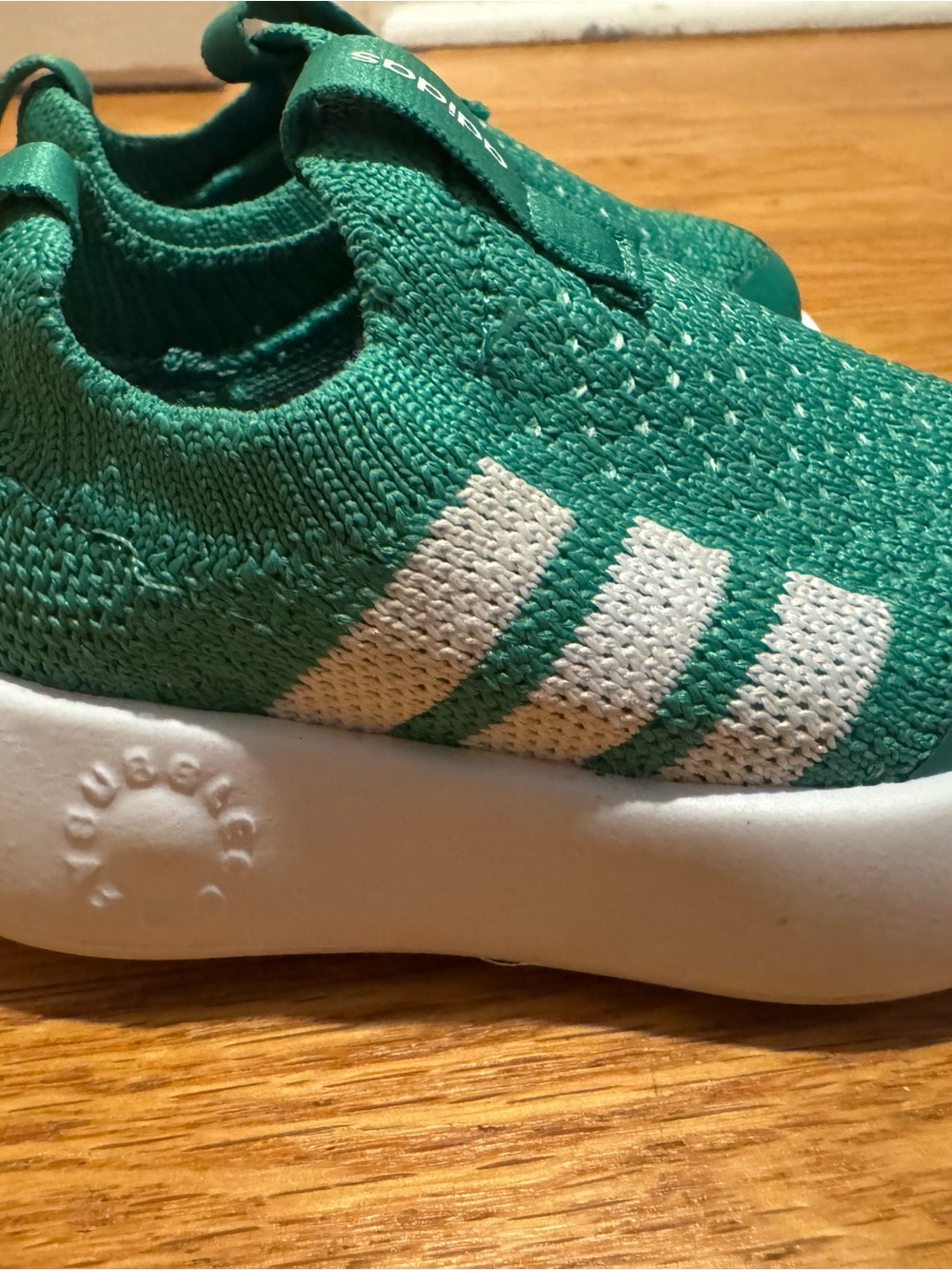 adidas Kids Slip-On Knit Sneakers Green & White